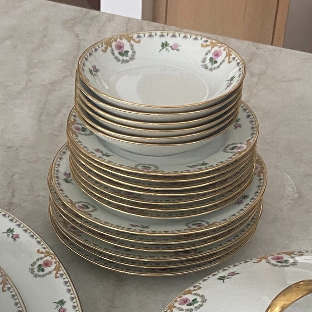 Vintage Limoges Rose Floral China 18 Piece Set